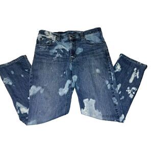LL Bean Mens Blue Jeans 34x30 Custom Bleached Black Spots